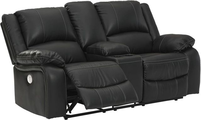 Signature Design by Ashley® Calderwell Black Double Power Reclining Loveseat with Console 2