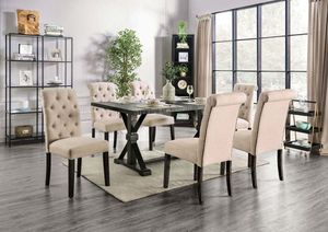 Furniture of America® Alfred 7-Piece Antique Black/Ivory Dining Set