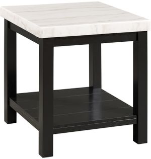 Elements International Marcello Black End Table with White Marble Top