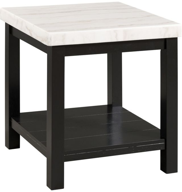 Elements International Marcello Black End Table with White Marble Top-0