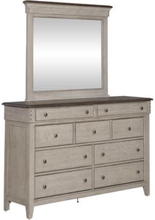 Liberty Ivy Hollow Dusty Taupe/Weathered Linen Dresser and Mirror Set