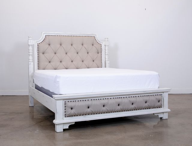 Vintage Furniture Charleston Nero White Upholstered Queen Panel Bed-1