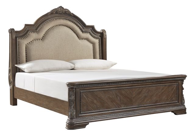 Signature Design by Ashley® Charmond Brown Queen Upholstered Sleigh Headboard 5
