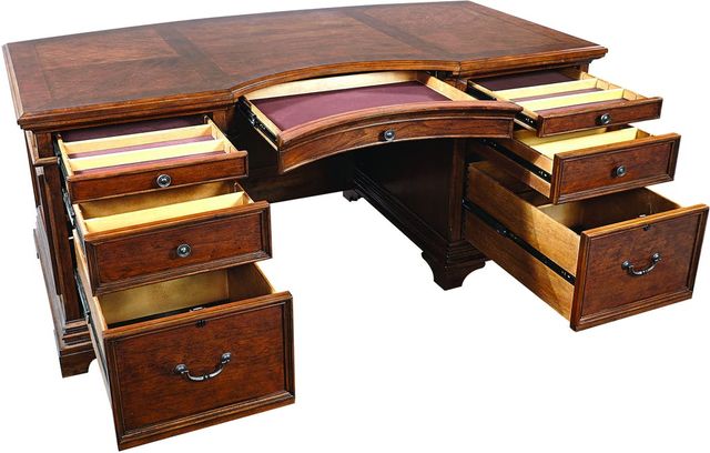 Aspenhome® Hawthorne Carmel Brown 66" Curved Exec Desk 1