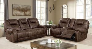 Furniture of America® Kennedy 2-Piece Dark Brown Reclining Sofa Set