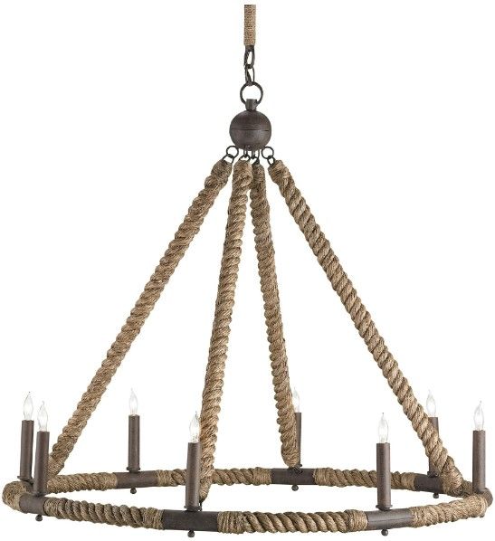 Currey & Company Bowline Natural/Rust Chandelier