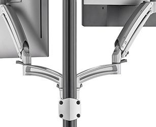 Chief® Kontour™ K1P Series Silver Dynamic Pole Mount Reduced Height, 2 Monitors 1