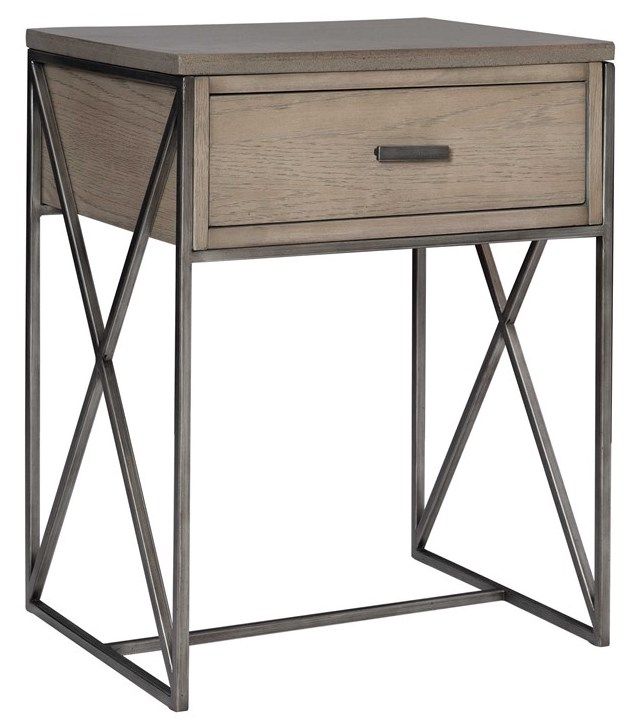 Uttermost® Cartwright Aged Gray Side Table with Mushroom Gray and Brushed Pewter Base-0