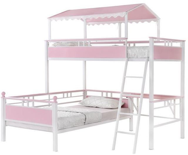 Coaster® Alexia Pink/White Twin/Twin Workstation Bunk Bed 2