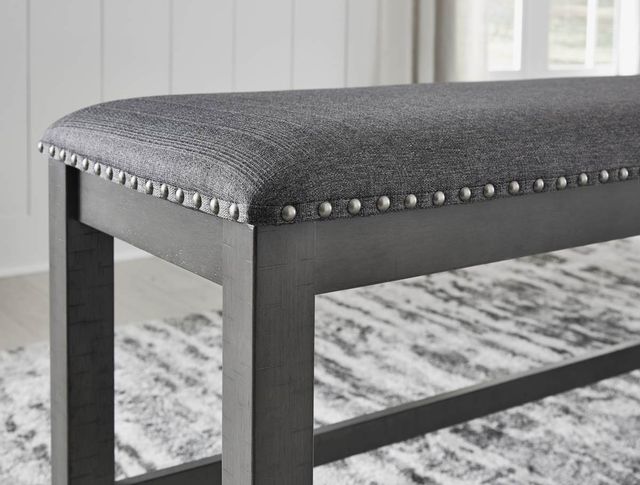 Signature Design by Ashley® Myshanna Antiqued Gray Dining Bench with Footrest-2