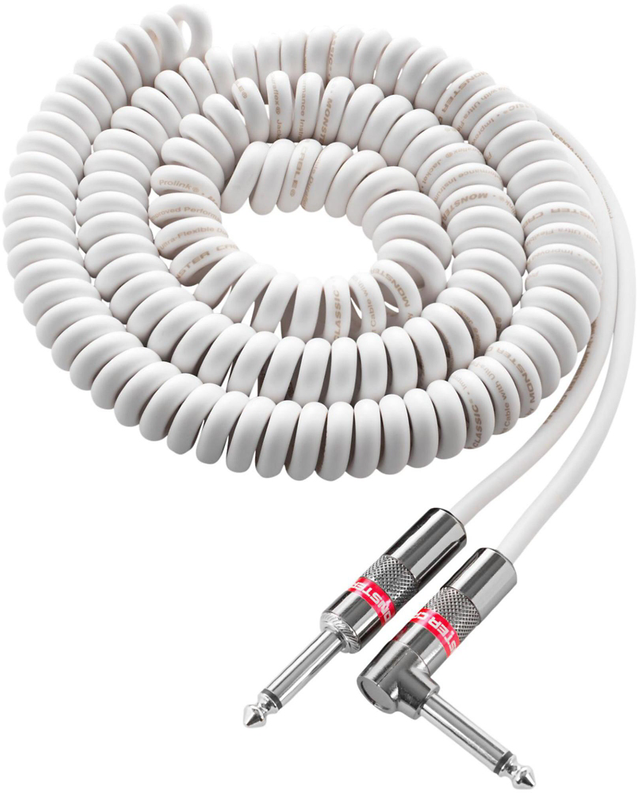 Monster® 21' Prolink® Classic™ Pro Audio Coiled Instrument Cable-White