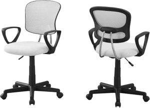 Office Chair, Adjustable Height, Swivel, Ergonomic, Armrests, Computer Desk, Work, Juvenile, Metal, Mesh, White, Black, Contemporary, Modern