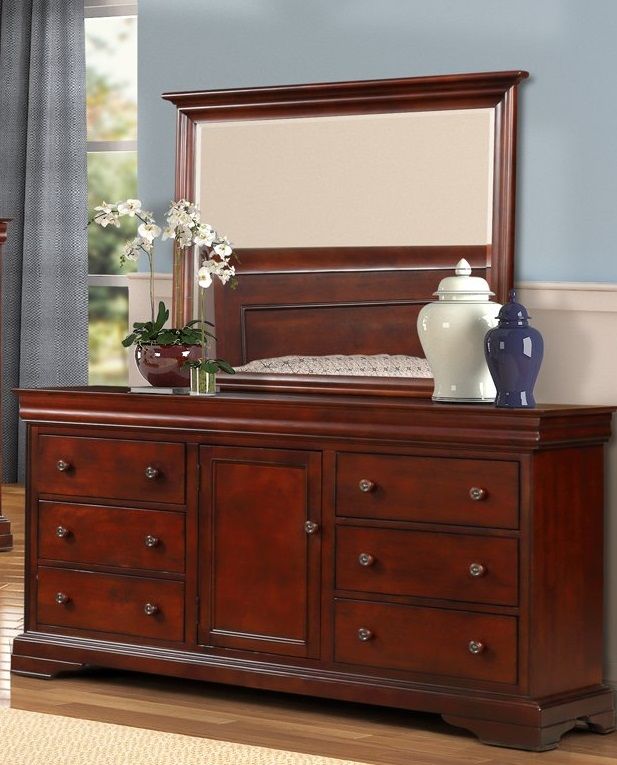 New Classic® Home Furnishings Versaille 5-Piece Bordeaux Queen Sleigh Bedroom Set with Two Nightstands-2