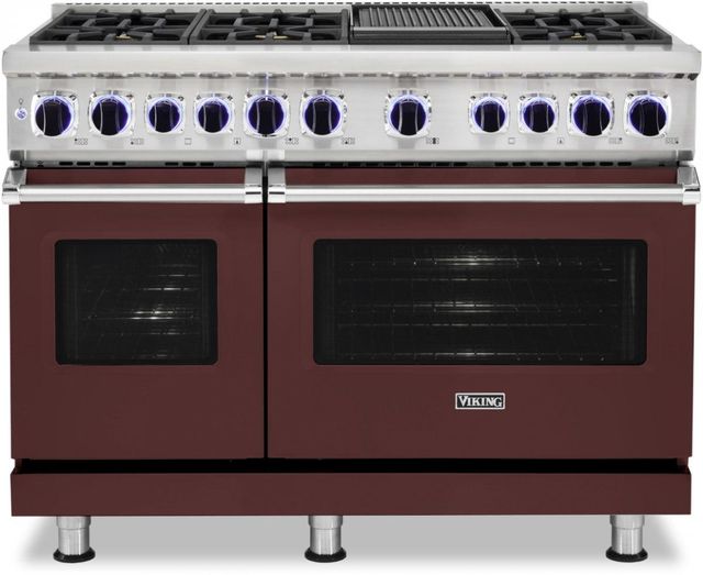 Viking® 7 Series 48" Kalamata Red Pro Style Dual Fuel Liquid Propane Gas Range with 12" Griddle 0