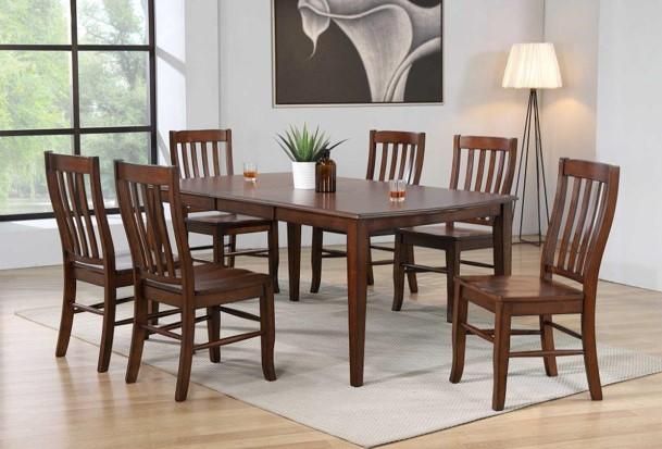 Allwood Furniture Group #134 Dark Walnut Oak Veneer Leg Table Set 0