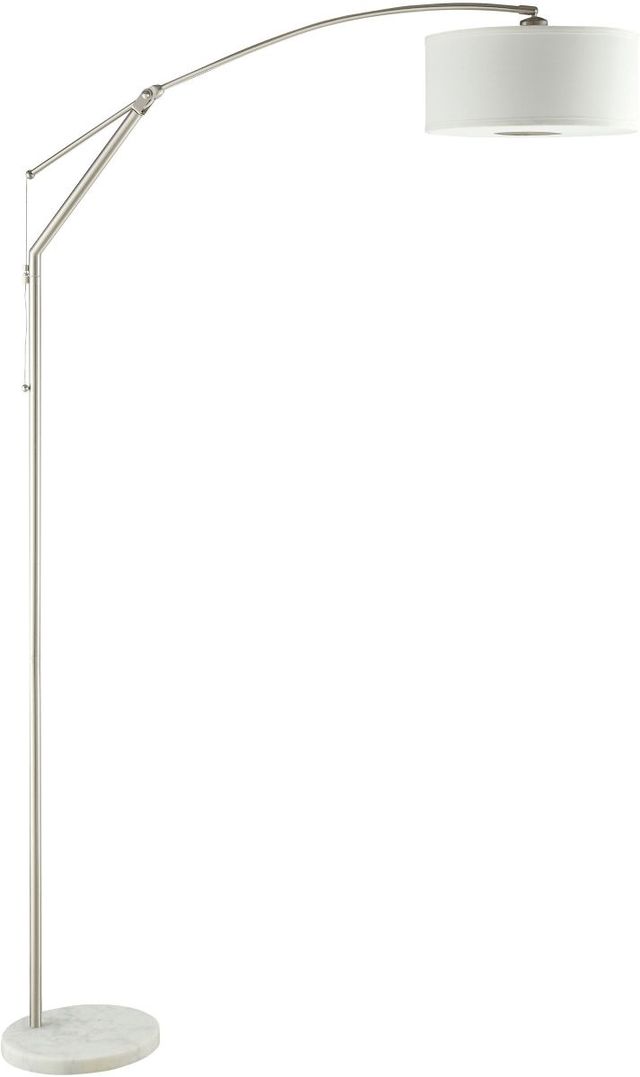 Coaster® Moniz Chrome/White Adjustable Arched Arm Floor Lamp