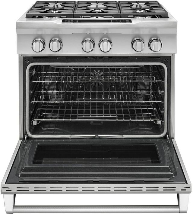 KitchenAid® 36" Stainless Steel Commercial Style Free Standing Dual Fuel Range 1