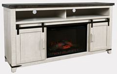 Jofran Inc. Madison County Vintage White Electric Fireplace Media Console