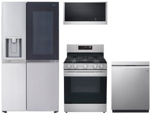 LG 4-piece Side by Side Refrigerator and Gas Range Kitchen Package