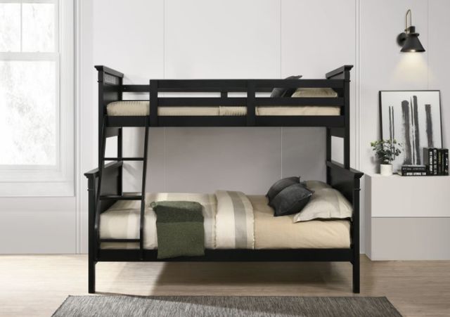 Elements International Calloway Antique Black Twin/Full Bunk Bed with ...