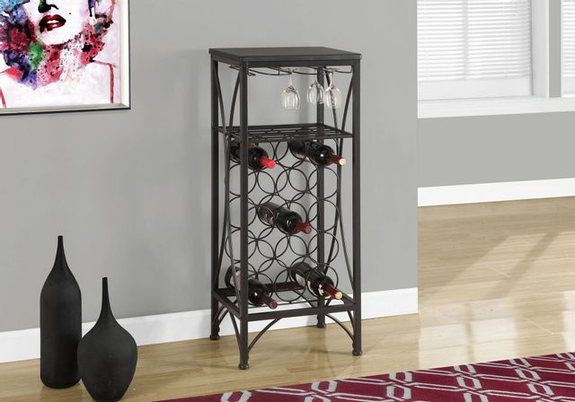 Monarch Specialties Inc. Black Metal 40" Wine Bottle and Glass Rack Home Bar 2