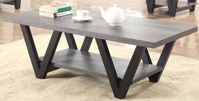 Coaster® Stevens Black/Antique Grey V-Shaped Coffee Table-1