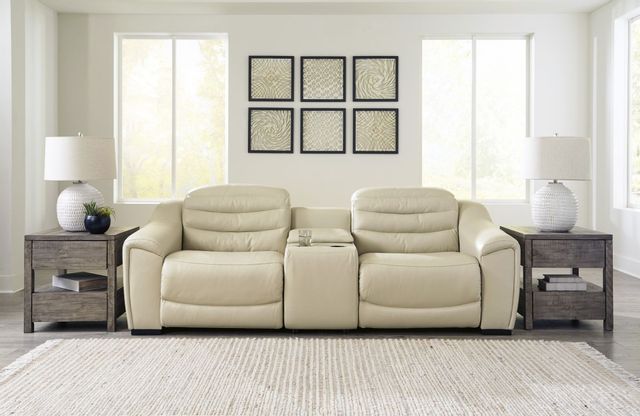 Signature Design by Ashley® Center Line 3-Piece Cream Power Reclining Loveseat with Console 3
