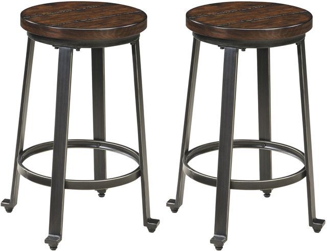 Signature Design by Ashley® Challiman 2-Piece Rustic Brown Bar Stool 0