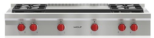 Wolf® 48" Natural Gas Stainless Steel Pro Style Rangetop-0