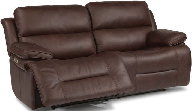 Flexsteel® Apollo Dark Brown Power Reclining Sofa with Power Headrests 1