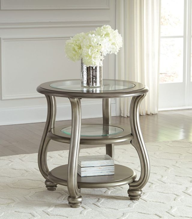 Signature Design by Ashley® Coralayne Silver Finish Round End Table 7