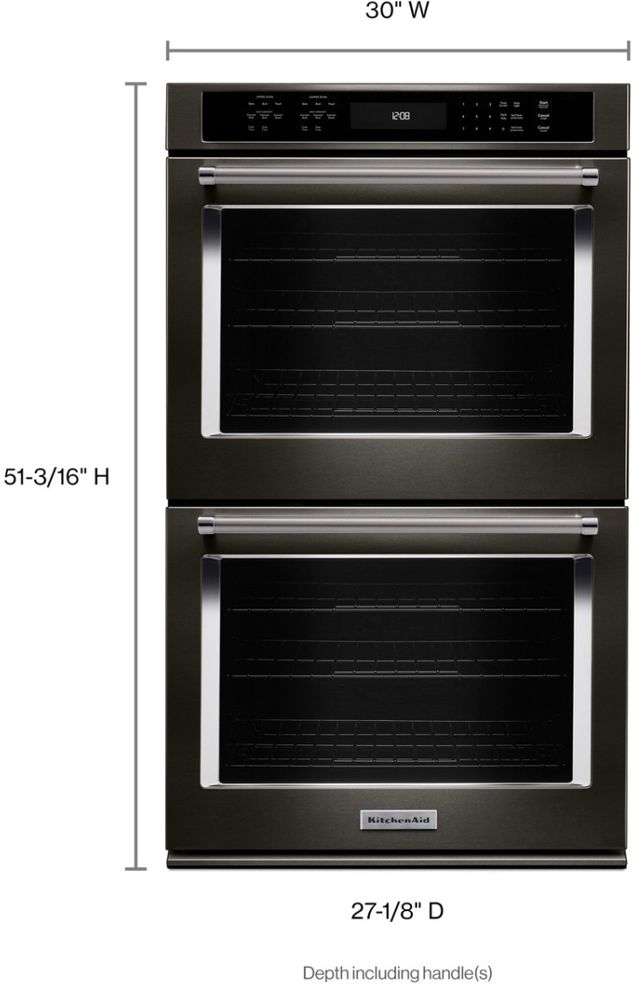KitchenAid® 30" Black Stainless Steel with PrintShield™ Finish Electric Built In Double Oven-1