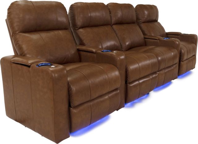 RowOne Prestige Home Entertainment Seating Brown 4-Chair Row with Loveseat 2