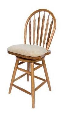 Allwood Furniture Group #53 24" Solid Oak Straight Leg Bar Stool with Pad