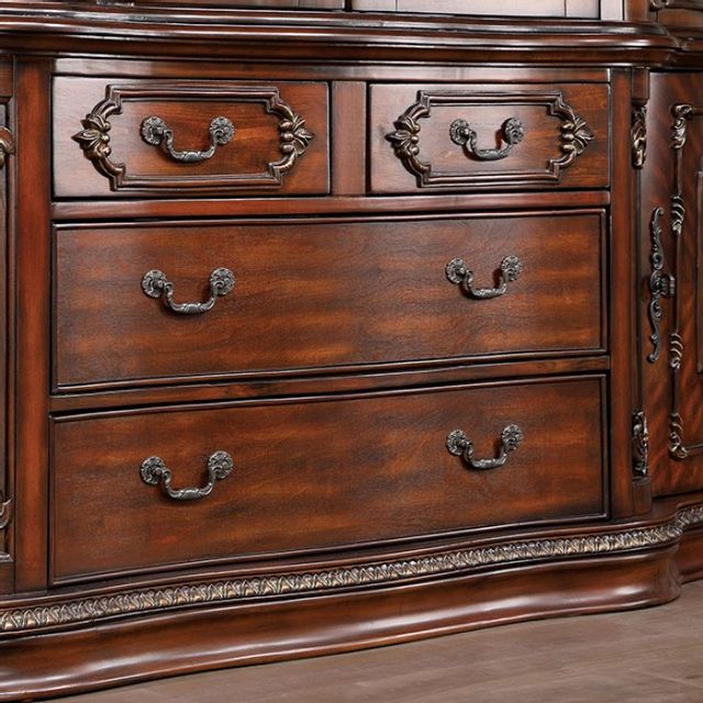 Furniture of America® Normandy Brown Cherry Hutch and Buffet Set 7