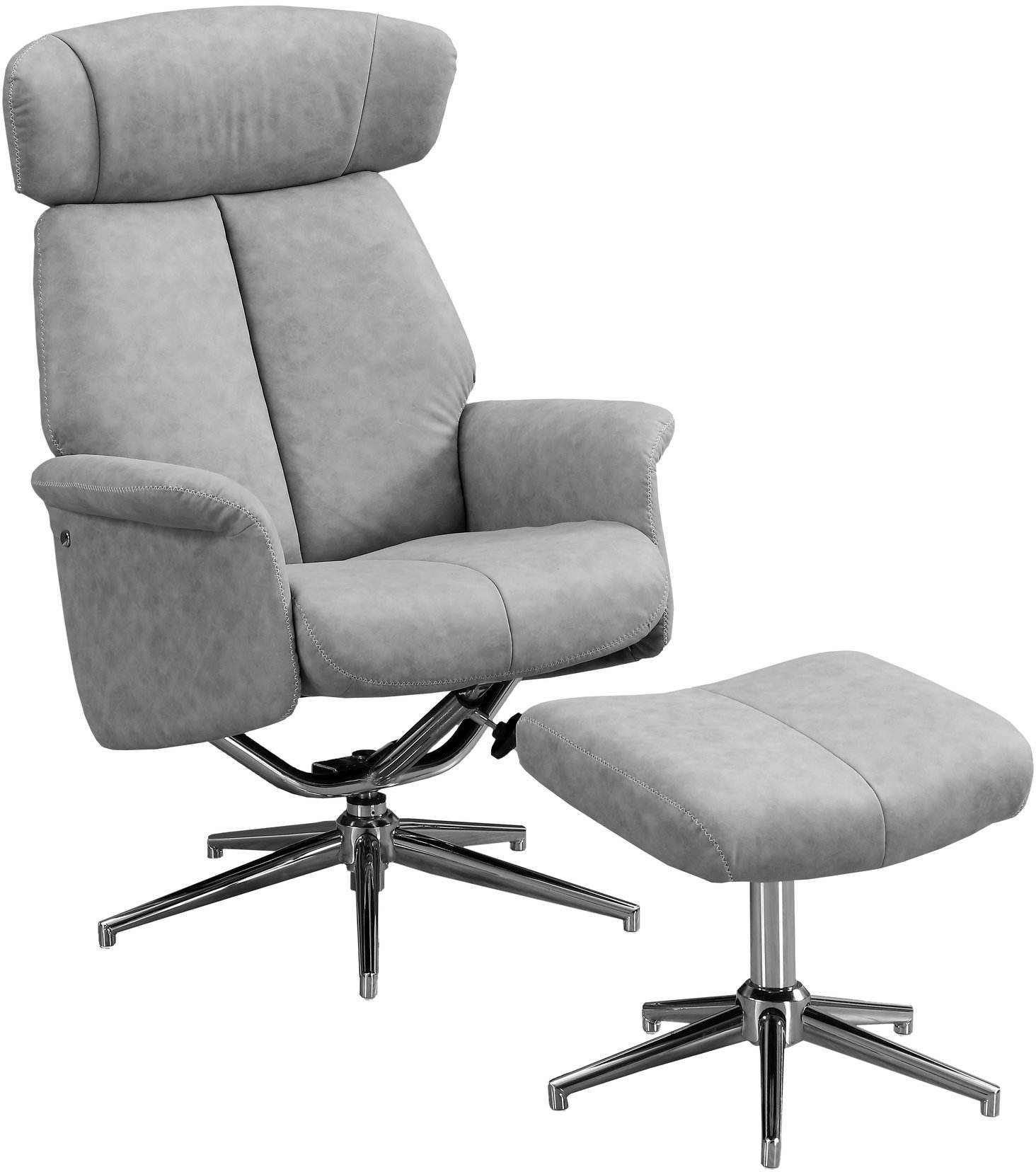 Monarch Specialties Inc. 2 Piece Grey Swivel Adjust Headrest Reclining Chair