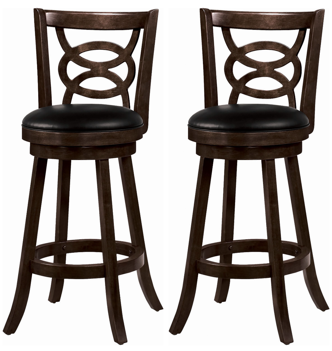 Coaster Calecita 2 PIece Cappuccino Swivel Bar Stools Pearls