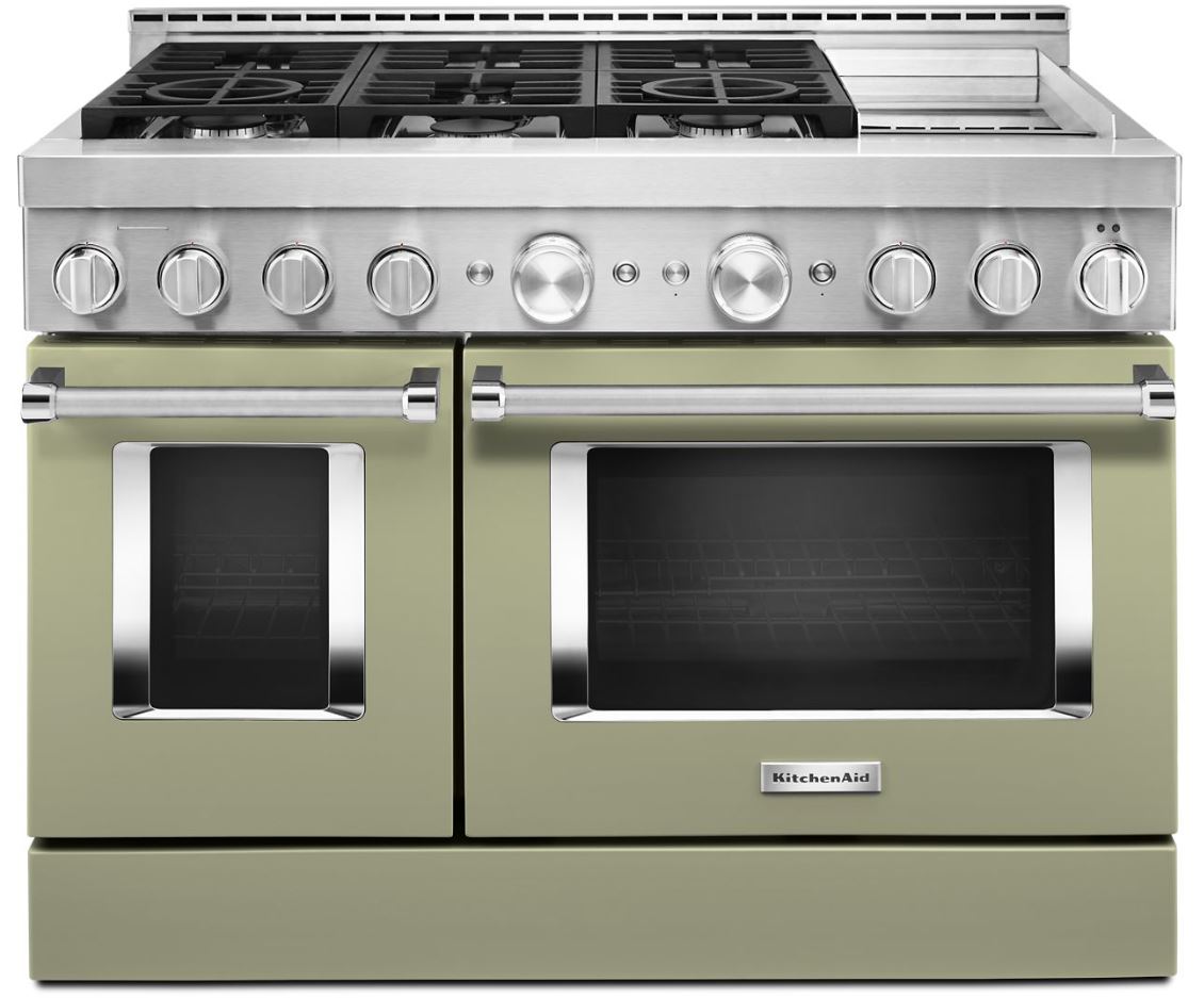 KitchenAid® 48" Avocado Cream Smart Commercial-Style Gas Range with Griddle