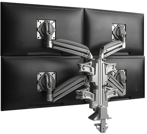 Chief® Kontour™ KX Series Silver Quad Monitor Arm Column Desk Mount