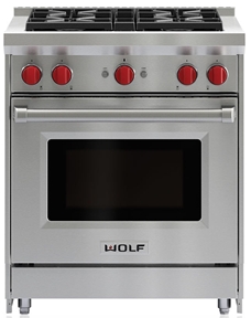 Wolf® 30" Stainless Steel Pro Style Gas Range-GR304