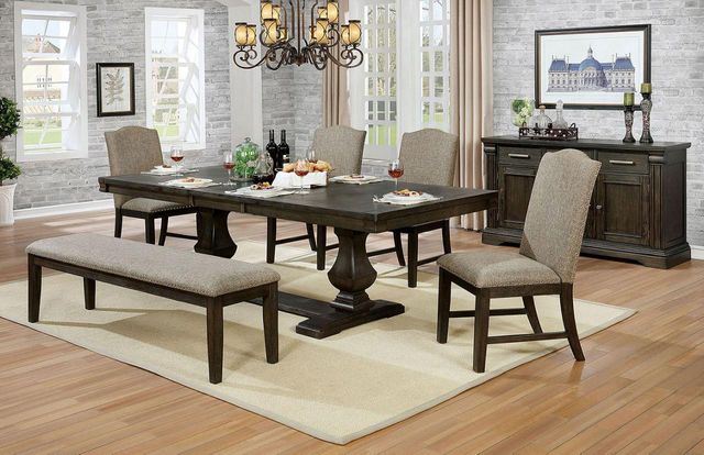 Furniture of America® Faulk Espresso/Warm Gray Six Piece Dining Set