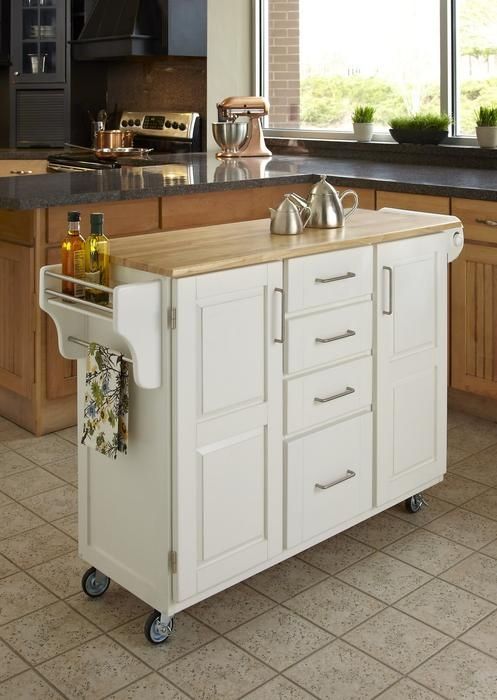 homestyles® Create-a-Cart Natural Wood/White Kitchen Cart-2