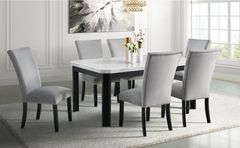Elements International Francesca White Marble Standard Height Dining Table and 4 Side Chairs