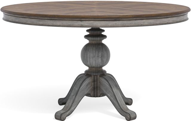 Flexsteel® Plymouth® Distressed Graywash Round Pedestal Dining Table-1
