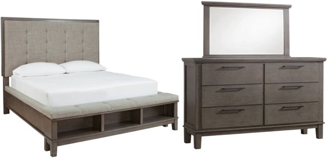 Benchcraft® Hallanden 3-Piece Gray Queen Panel Storage Bed Set | Patzer ...