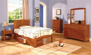 Furniture of America® Cara 4-Piece Oak Twin Bedroom Set