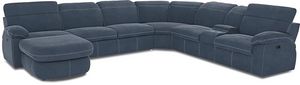 Crescent Place Navy LAF Chaise 6 Piece Power Reclining Sleeper Sectional