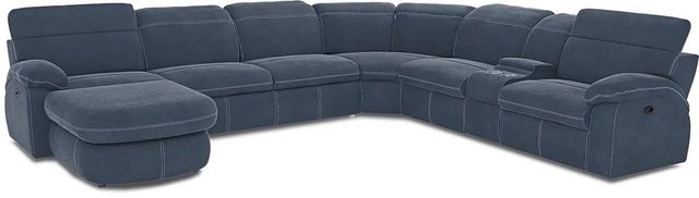 Crescent Place Navy LAF Chaise 6 Piece Power Reclining Sleeper Sectional-0