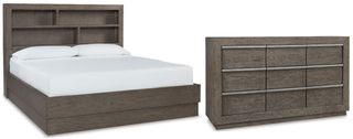 Benchcraft® Anibecca 2-Piece Weathered Gray King Bookcase Bed Set