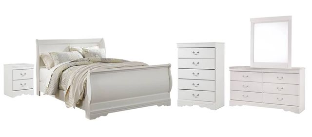 Signature Design by Ashley® Anarasia 5-Piece White Queen Sleigh Bed Set